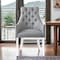Homeroots Set of Two Tufted Light Gray And Clear Upholstered Linen Dining Arm Chairs 543548 - alternate 8