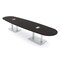 Skutchi Designs Boval Conference Table With Power Unit, 48 in W, 168 in L, Black HAR-BOVL-48X168-DOU-U999ST19-ESIL - alternate 1