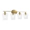 Jonathan Y Jayne 32" 4-Light Iron/Glass Cottage Rustic LED Vanity Light, Brass Gold JYL7548B - alternate 1