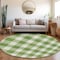 Homeroots 8' Green And Gray Round Plaid Washable Indoor Outdoor Area Rug 595387 - alternate 8