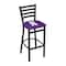 Holland Bar Stool Co 30" Blk Wrinkle Northwestern Stationary Bar Stool, Ladder Back L00430Nthwst - alternate 1