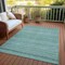 Homeroots 9' X 12' Turquoise And Aqua Striped Washable Indoor Outdoor Area Rug 615384 - alternate 9