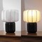 Jonathan Y Leola 10 in. Modern Contemporary Ceramic Fluted Mini w/Ribbed Cocoon Pumpkin Shade LED Table Lamp, Bl JYL4202C - alternate 9