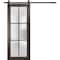 Sartodoors Sturdy Barn Door Frosted Tempered Glass Planum 2122 Black 32x84 Solid Core Modern Interior PLANUM2122BD-B-CA-32 x 84 - alternate 1