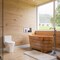 Alfi Brand ALFI brand AB1103 59" Free Standing Cedar Wood Bathtub W/ Bench AB1103 - alternate 11