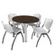 Regency Round Kee Breakroom Table W/ 4 M Stack Chairs, 36 in W, 36 in L, Neo Walnut TB36RNDNWBPCM47GY - alternate 1