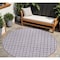 Homeroots 8' Purple And Ivory Round Geometric Washable Indoor Outdoor Area Rug 595591 - alternate 1
