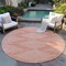 Homeroots 8' Salmon And Ivory Round Geometric Washable Indoor Outdoor Area Rug 598618 - alternate 6