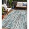 Homeroots 5' X 8' Teal Blue And Gray Striped Washable Indoor Outdoor Area Rug 617699 - alternate 1