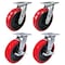 Hyw Products Heavy Duty Caster Set 8in Polyurethane on Plastic Wheels, 2 Swivel & 2 Swivel with Brake, 4PK 40-80S-A1-PU-2,40-80S-A1-PU-TB-2 - alternate 1