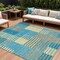 Homeroots 8' X 10' Teal Blue Orange And Sky Blue Striped Washable Indoor Outdoor Area Rug 613178 - alternate 1