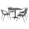 Flash Furniture Lila 31.5in Black Square Aluminum Indoor-Outdoor Table Set with 4 Black Slat Back Chairs TLH-ALUM-32SQ-017BK4-GG - alternate 1