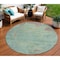 Homeroots 8' Pale Aqua And Taupe Round Abstract Washable Indoor Outdoor Area Rug 618456 - alternate 1