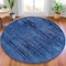 Homeroots 8' Blue And Charcoal Round Floral Washable Indoor Outdoor Area Rug 631013 - alternate 5