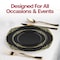 Smarty Had A Party 7.5" Black with Gold Fancy Round Disposable Plastic Salad Plates, 120PK 8887-BG-CASE - alternate 1