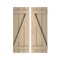 Ekena Millwork Rustic Three Board Joined Board-n-Batten Knotty Pine Faux Wood Shutters w/Z-Board, 16 1/2W x 68H, PR SHUBJZ16X68KPPR - alternate 1