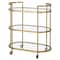 Homeroots Brass Steel And Glass Oval Rolling Bar Cart 530454 - alternate 5