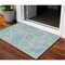 Homeroots 3' X 5' Teal Blue And Gray Damask Washable Indoor Outdoor Area Rug 603791 - alternate 1
