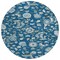 Homeroots 8' Navy Blue Ivory And Gray Round Floral Washable Indoor Outdoor Area Rug 597832 - alternate 6