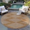 Homeroots 8' Copper And Beige Round Geometric Washable Indoor Outdoor Area Rug 598612 - alternate 8