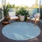Homeroots 8' Teal Blue And Ivory Round Geometric Washable Indoor Outdoor Area Rug 612144 - alternate 7