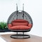 Leisuremod Charcoal Wicker Hanging 2 person Egg Swing Chair Dark Orange Cushions ESCCH-57DOR - alternate 6