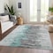 Homeroots 3' X 5' Teal Blue Charcoal And Silver Abstract Washable Indoor Outdoor Area Rug 582410 - alternate 8