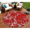 Homeroots 8' Red Ivory And Gray Round Striped Washable Indoor Outdoor Area Rug 600920 - alternate 1