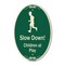 Signmission Slow Down Children At Play Green & Tan, 12 Inch X 18 Inch Architectural Oval, Heavy Gauge Aluminum A-OV-G-1218-9891 - alternate 1