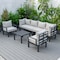 Leisuremod Chelsea 7-Piece Patio Sectional And Coffee Table Set Black Aluminum With Cushions, Beige CSTBL-7BG - alternate 1