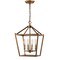 Jonathan Y Pagoda 12" 4-Light Classic Traditional Metal Cage Lantern LED Pendant, Antique Gold JYL7436B - alternate 17