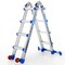 Wrightmaster 14ft Reach Aluminum Multi-Position Ladder w/ Wheels and Stabilizer Bar, 330 lbs. Load Capacity Blue ZOR-14FT-BU - alternate 1