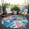 Homeroots 8' Dark Blue Green And Pink Round Geometric Washable Indoor Outdoor Area Rug 600410 - alternate 7