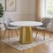 Homeroots 54" Gray White and Gold Marble and Metal Pedestal Base Round Top Dining Table 555161 - alternate 4