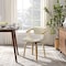 Homeroots Off White and Natural Upholstered Faux Leather Dining Arm Chair 524941 - alternate 4