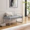 Homeroots 21" Gray and Silver Upholstered Faux Leather Bench 530652 - alternate 8