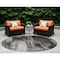 Homeroots 8' Gray And Black Round Abstract Washable Indoor Outdoor Area Rug 563606 - alternate 1