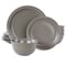 Gibson Home Siam 12 Piece Round Stoneware Dinnerware Set in Warm Grey 135256.12 - alternate 1