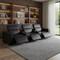Homeroots 136" Black Top Grain Leather Reclining USB Sofa And Storage 720313 - alternate 8