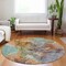 Homeroots 8' Copper Orange And Teal Blue Round Abstract Washable Indoor Outdoor Area Rug 581763 - alternate 8