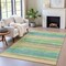 Homeroots 9' X 12' Artichoke Green Peach And Teal Blue Striped Washable Indoor Outdoor Area Rug 631195 - alternate 6