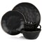 Elama Modern 16 Piece Stoneware Dinnerware Set in Matte Black with Gold Rim ELM-GEORGE16 - alternate 10