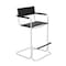 Homeroots 30" Black and Silver Leather and Steel Bar Height Bar Chair 667640 - alternate 1