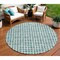 Homeroots 8' Teal Blue And Ivory Round Geometric Washable Indoor Outdoor Area Rug 583320 - alternate 1
