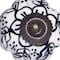 Homeroots Set of Twelve Black And White Floral Ceramic Drawer Pull Knobs, 12PK 321661 - alternate 6