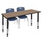 Regency Kee Adjustable Classroom Table W/ 2 Andy Stack Chairs, 66 in W, 30 in L, Noble Oak MT6630NOAPBK40NV - alternate 1