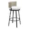Homeroots 31" Black Natural and White Aluminum And Faux Rattan Swivel Bar Height Bar Chair 668808 - alternate 1