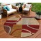 Homeroots 8' Wheat And Burgundy Round Geometric Washable Indoor Outdoor Area Rug 612601 - alternate 1