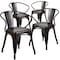 Flash Furniture Black-Antique Gold Metal Indoor-Outdoor Chair with Arms, PK4 4-CH-31270-BQ-GG - alternate 1