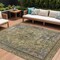 Homeroots 10' X 14' Artichoke Green And Denim Blue Medallion Washable Indoor Outdoor Area Rug 616045 - alternate 1
